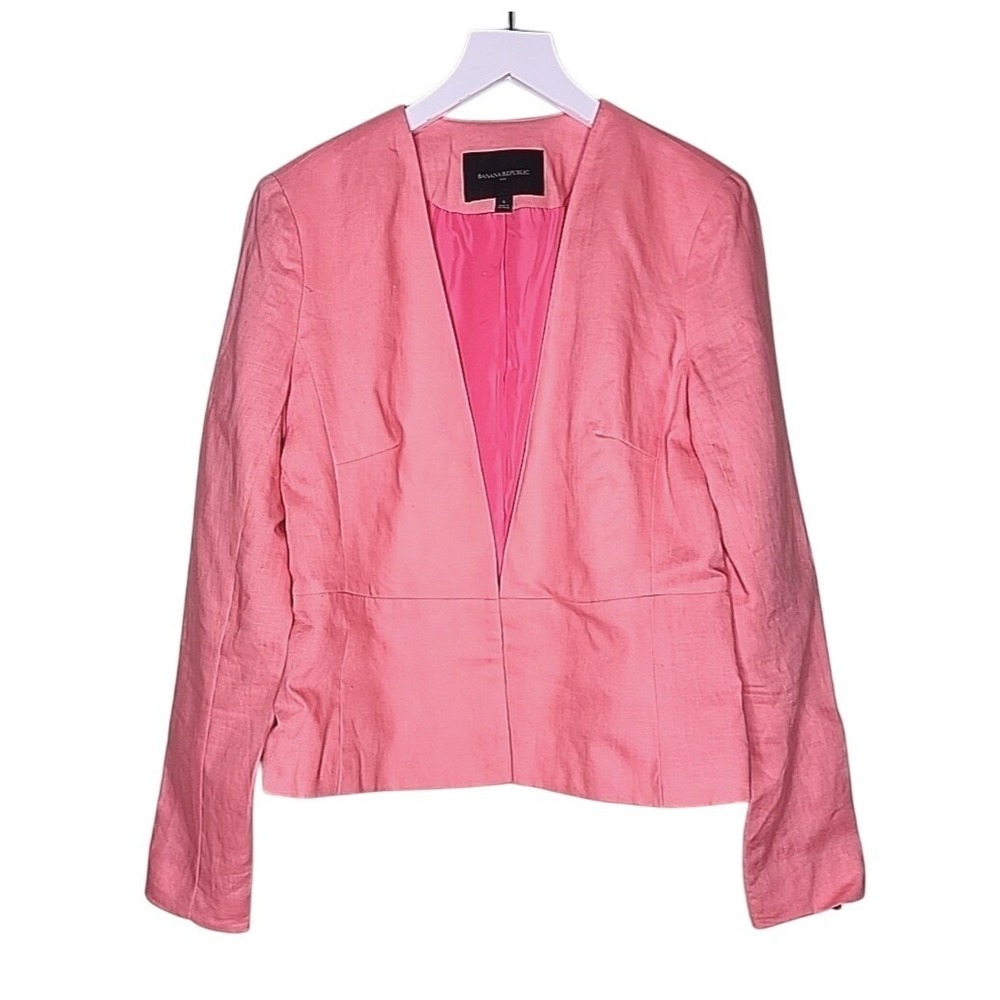 Banana Republic Linenโ Blazer 6 Coral Zipper Summer Classic Preppy Office